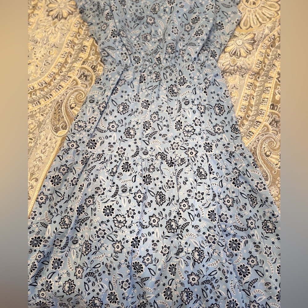 Ann Taylor Floral Flutter Sleeve Belted Flare Dress Dry Cleaned 8 - Picture 7 of 10